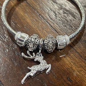 New Reindeer Charm Bracelet Silver Color